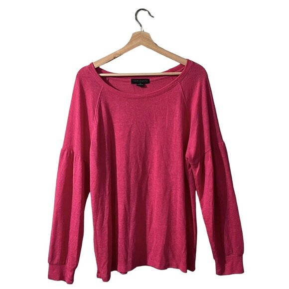Sanctuary Sweater Size XXL Hot Pink Puff Sleeve Drop Shoulder Knit T2671-KS289 - Picture 1 of 8